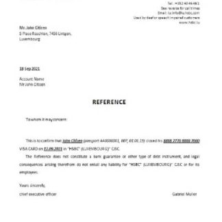 Luxembourg HSBC closure reference download template file