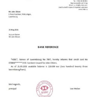 Luxembourg HSBC reference download template file