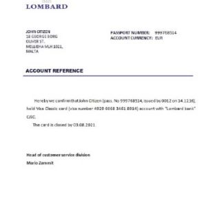Malta Lombard Bank closure reference download template file