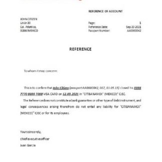 Mexico Citibanamex bank closure reference download template file