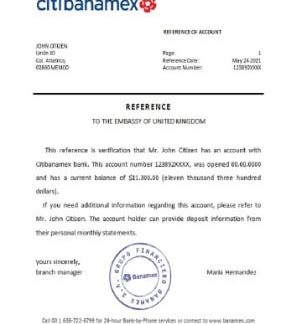 Mexico Citibanamex bank reference download template file