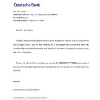 Mexico Deutsche bank closure reference download template file