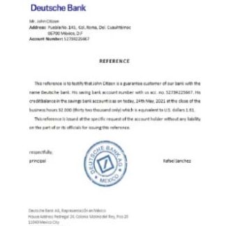Mexico Deutsche bank reference download template file