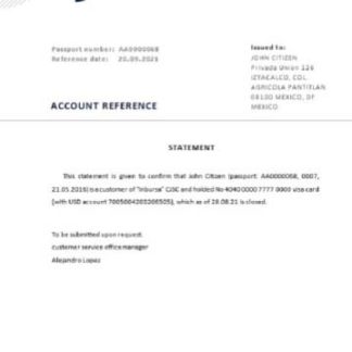 Mexico Inbursa Bank closure reference download template file