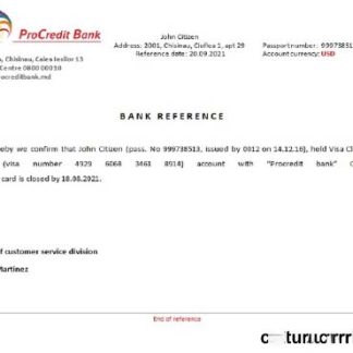 Moldova Procredit bank closure reference download template file