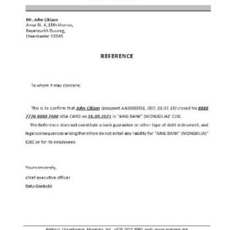 Mongolia Arig bank closure reference download template file