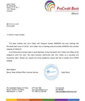 Albania Procredit reference download template file