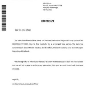 Montenegro Atlasmont bank closure reference download template file