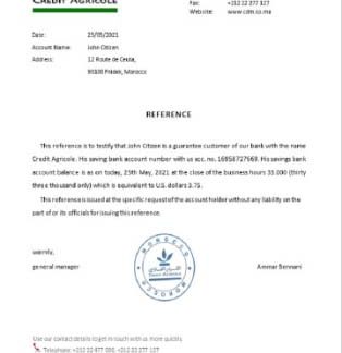 Morocco Credit Agricole bank reference download template file