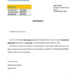 Nepal Kumari bank closure reference download template file