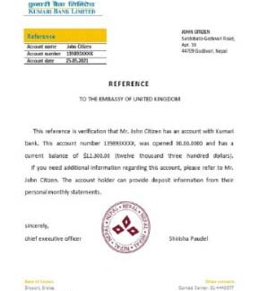 Nepal Kumari bank reference download template file
