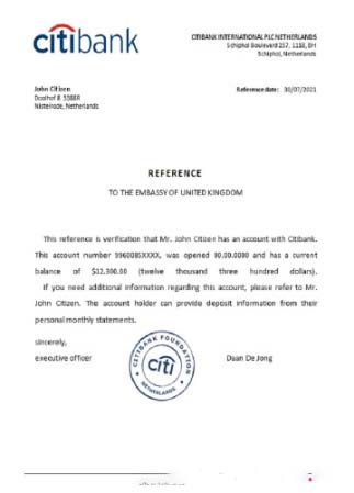 Netherlands Citibank reference download template file