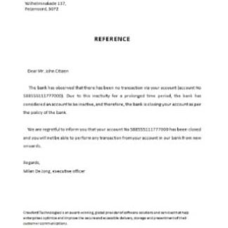 Netherlands Crawford bank closure reference download template file
