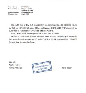 Austria Bank Austria reference download template file