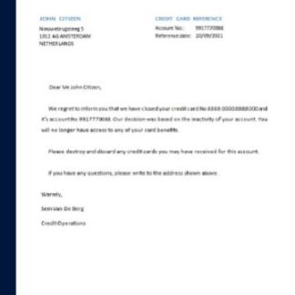 Netherlands NIBC bank closure reference download template file