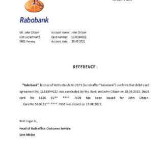 Netherlands Rabobank closure reference download template file