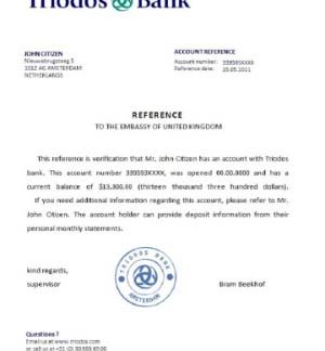 Netherlands Triodos bank reference download template file