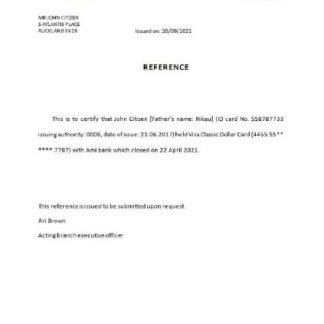 New Zealand Ami bank closure reference download template file