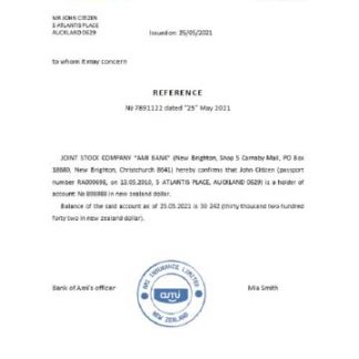 New Zealand Ami bank reference download template file