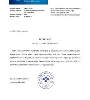 Nigeria Keystone bank reference download template file