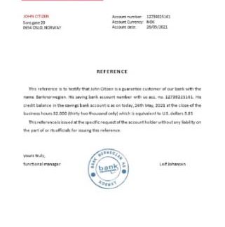 Norway Bank Norwegian reference download template file