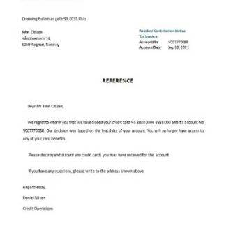 Norway DNB closure reference download template file