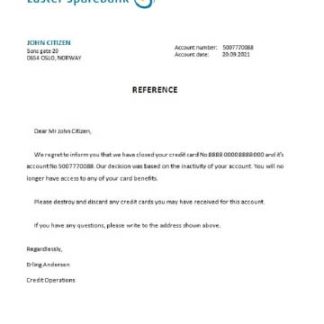 Norway Luster Sparebank closure reference download template file