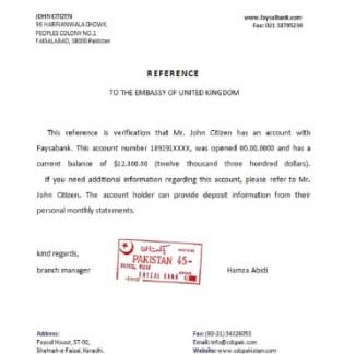 Pakistan Faysal bank reference download template file