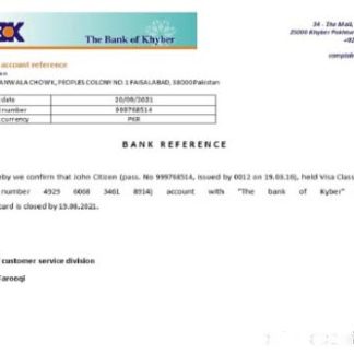 Pakistan Khyber bank closure reference download template file