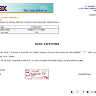 Pakistan Khyber bank reference download template file