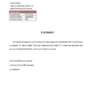 Panama Banco Aliado closure reference download template file