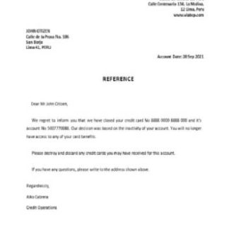 Peru Banco de Credito closure reference download template file