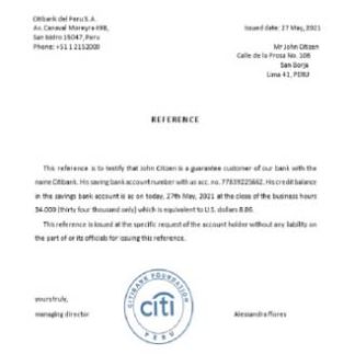 Peru Citibank reference download template file