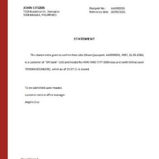 Philippines BPI closure reference download template file