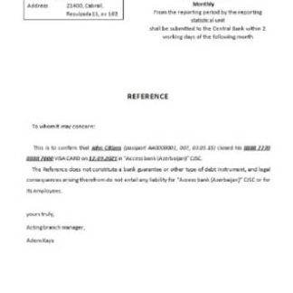 Azerbaijan  Access closure reference download template file