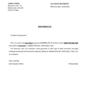 Portugal Banco Popular closure reference download template file