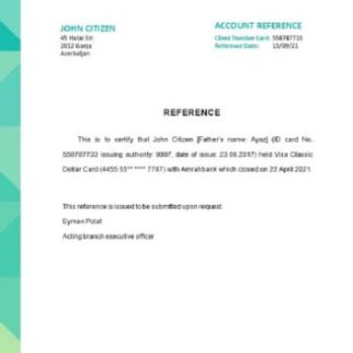 Azerbaijan Amrahbank closure reference download template file