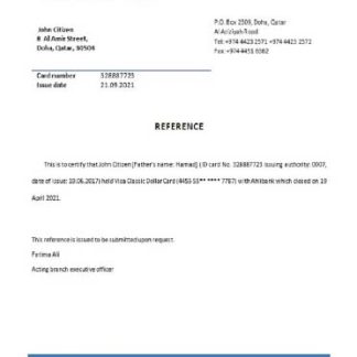 Qatar Ahli bank closure reference download template file