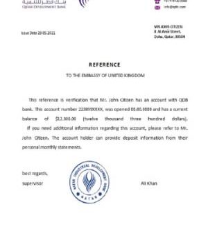 Qatar Development bank reference download template file