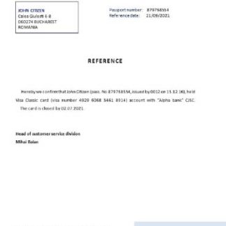 Romania Alpha bank closure reference download template file