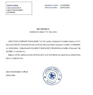Romania Alpha bank reference download template file