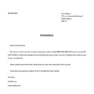 Algeria Banque nationale closure reference download template file