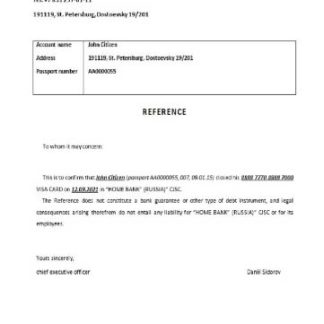 Russia Bank Home Credit closure reference download template file