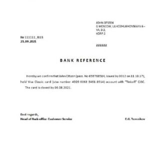 Russia Tinkoff closure reference usd in English download template file