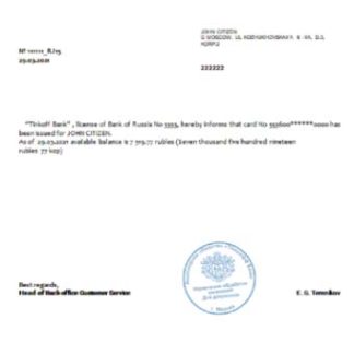 Russia Tinkoff reference rubli in English download template file