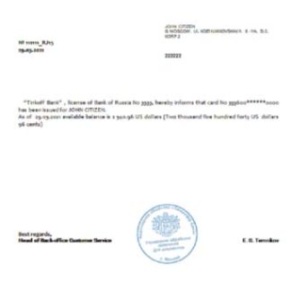 Russia Tinkoff reference usd in English download template file