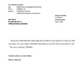 San Marino Banca di San Marino closure reference download template file