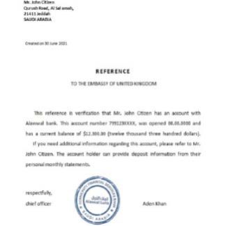 Saudi Arabia Alawwal bank reference download template file