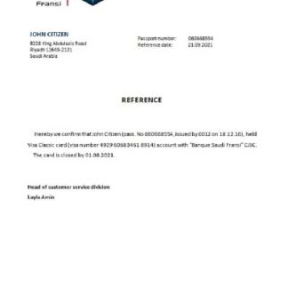 Saudi Arabia Banque Saudi Fransi closure reference download template file