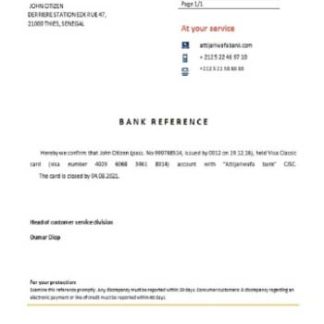 Senegal Attijariwafa bank closure reference download template file